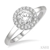 1/3 ctw Diamond Halo Engagement Ring With 1/4 ct Round Cut Center Stone in 14K White Gold